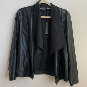 NWT Tahari drapped faux leather jacket